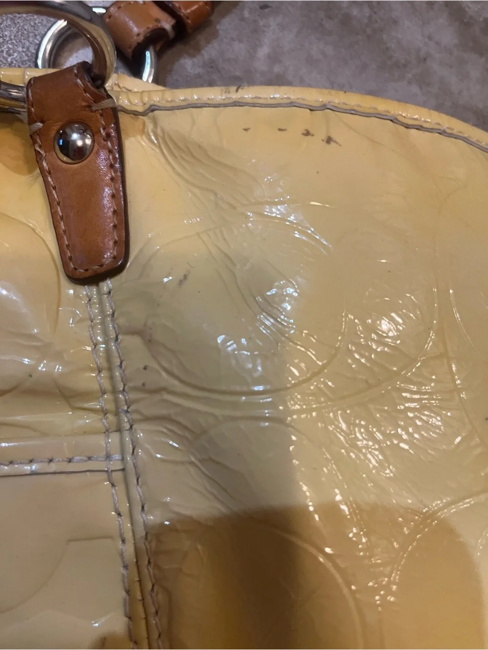 Yellow Coach Leah Patent Tote F14663